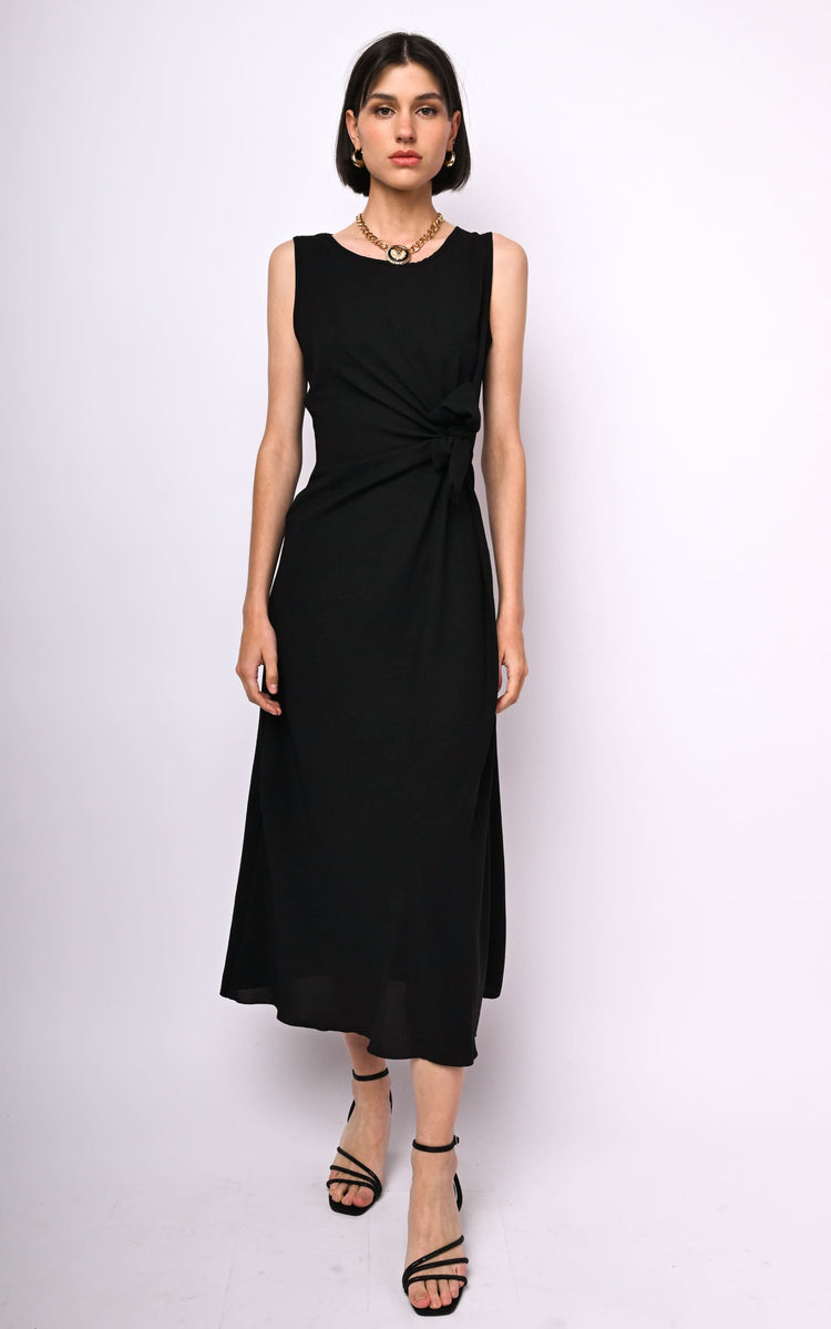 Bow-detail long dress