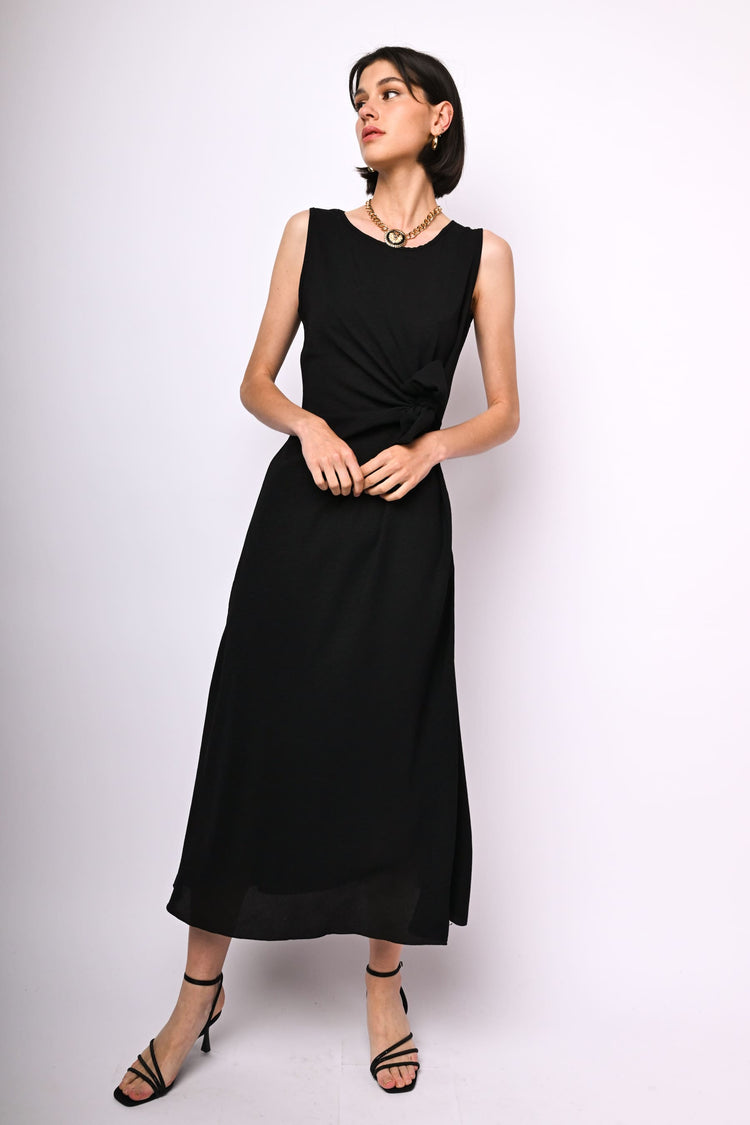 Bow-detail long dress
