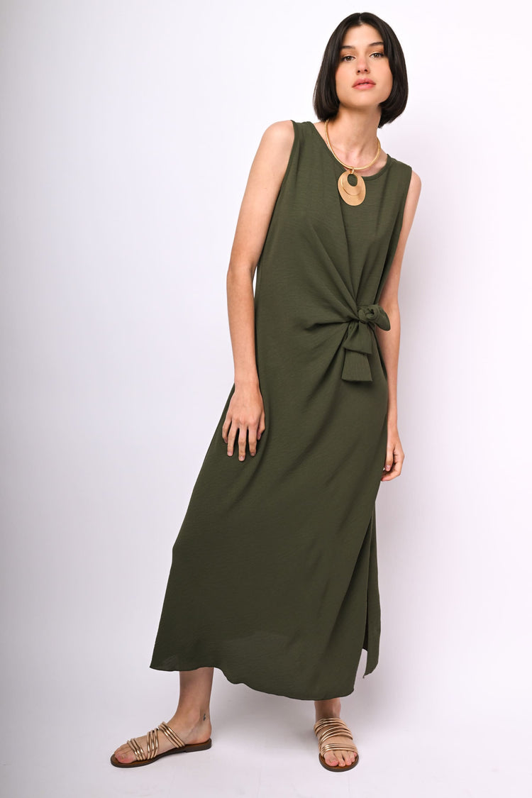 Bow-detail long dress
