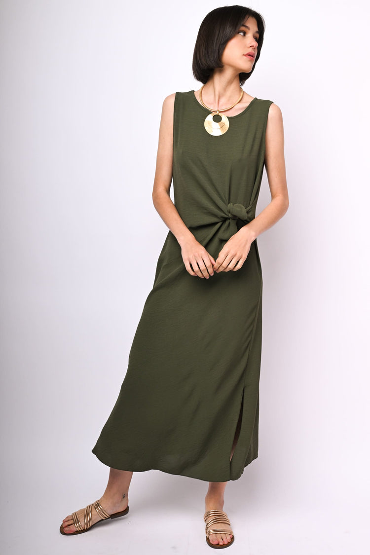 Bow-detail long dress