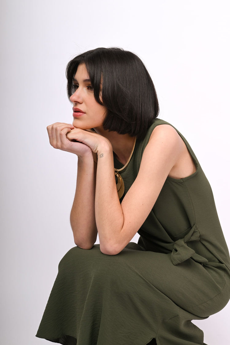 Bow-detail long dress