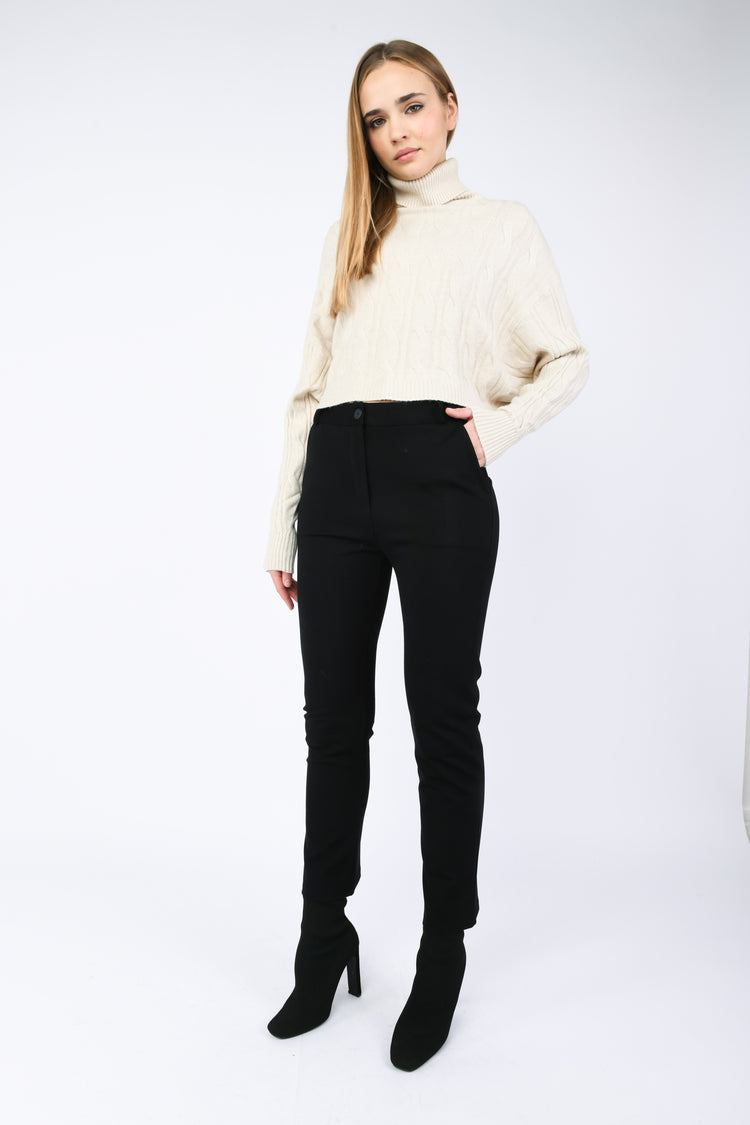 Viscose-blend cigarette trousers