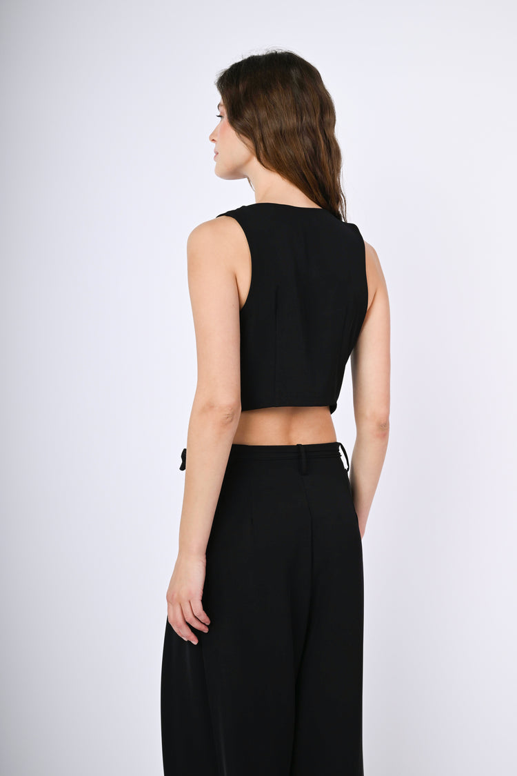 Single-breasted cropped vest