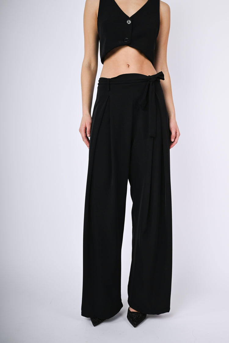 Belted palazzo trousers