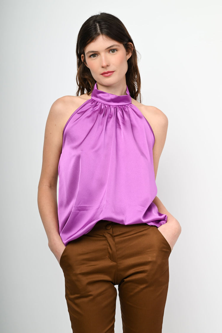 Satin and lace top