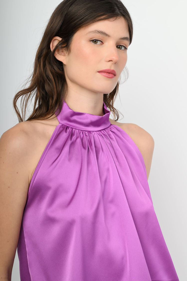 Satin and lace top