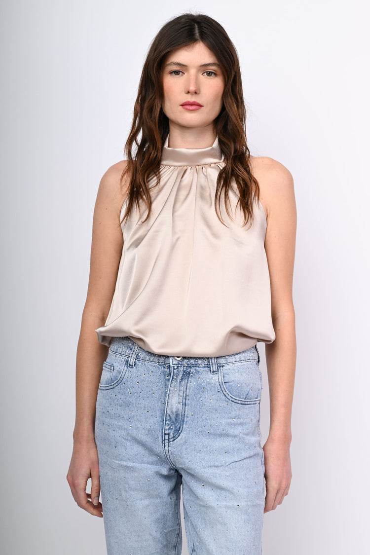 Satin and lace top