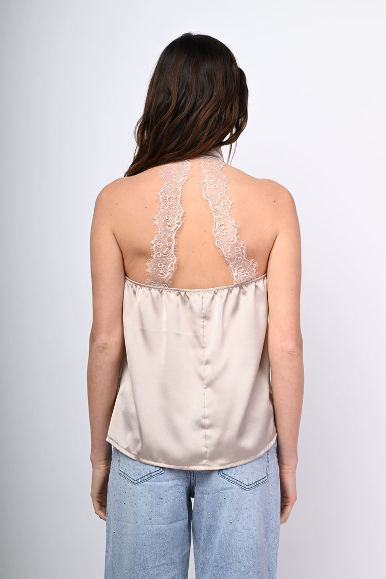 Satin and lace top