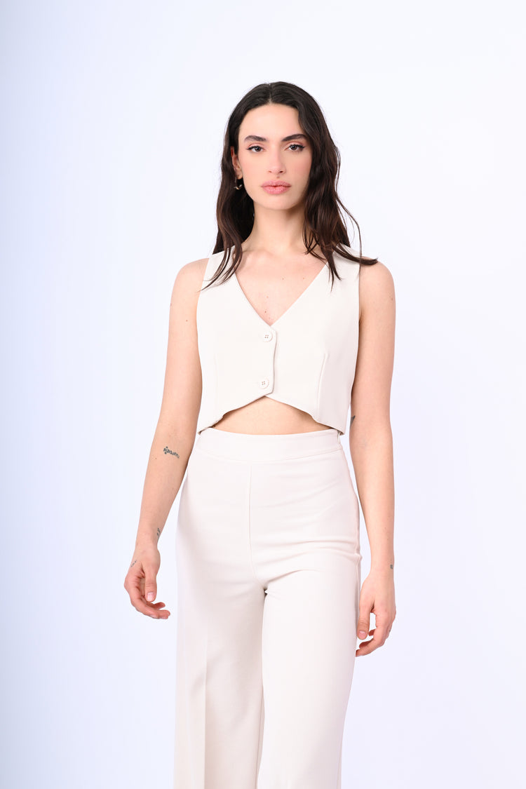 Single-breasted cropped vest