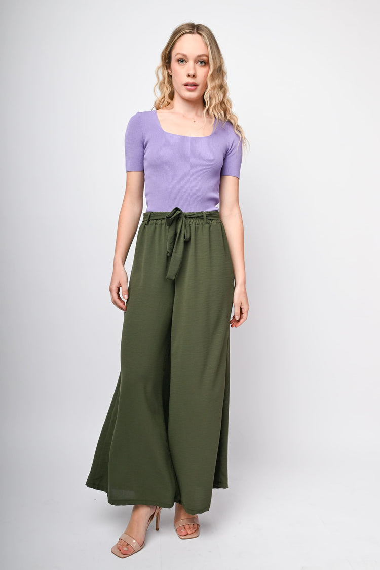 Belted palazzo trousers