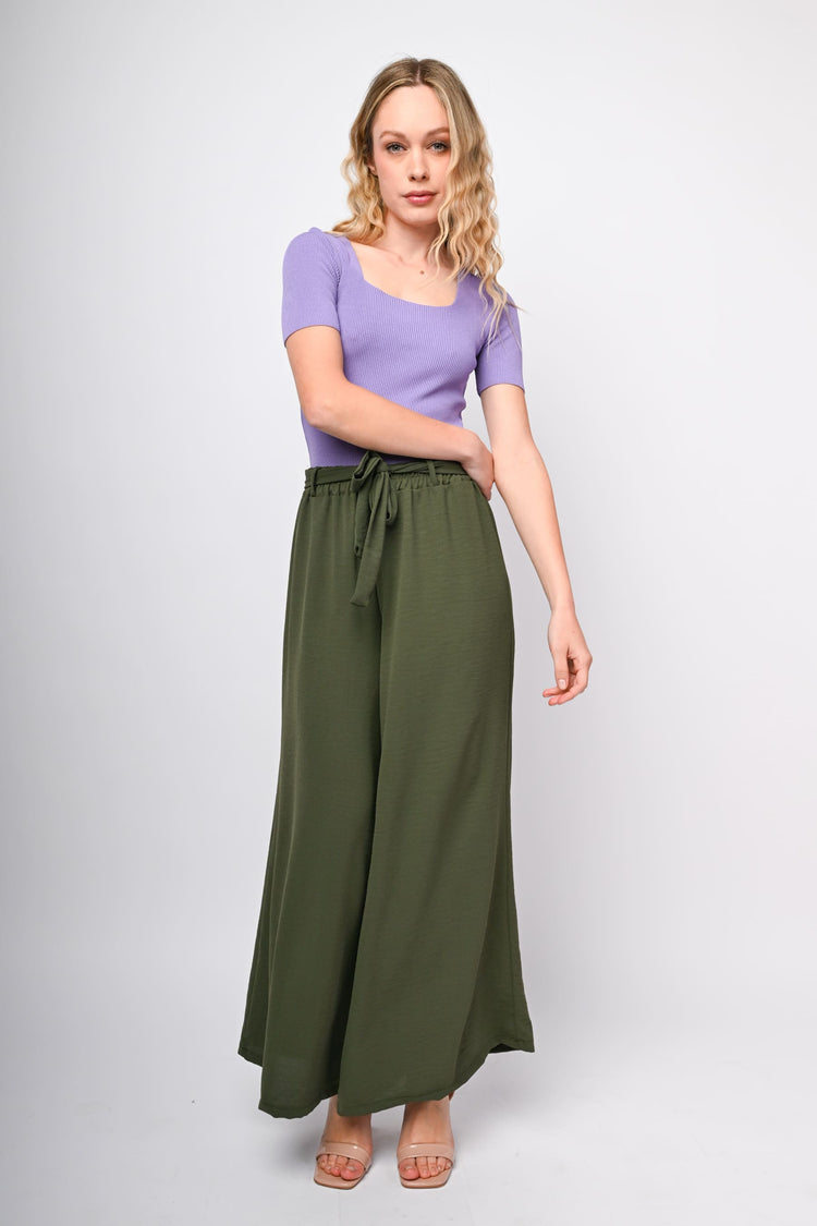 Belted palazzo trousers