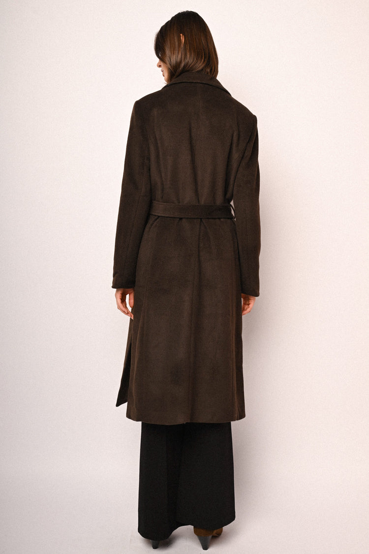 Belted double-breasted long coat