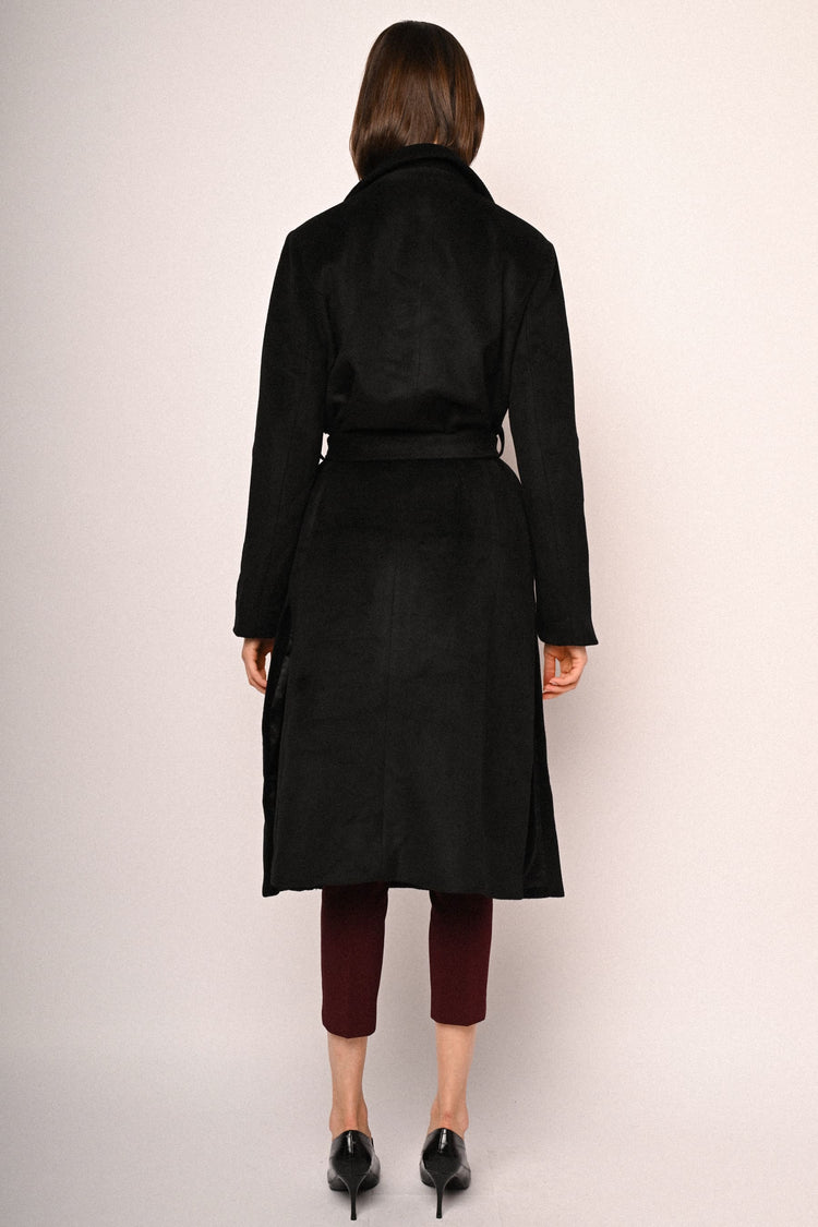 Belted double-breasted long coat