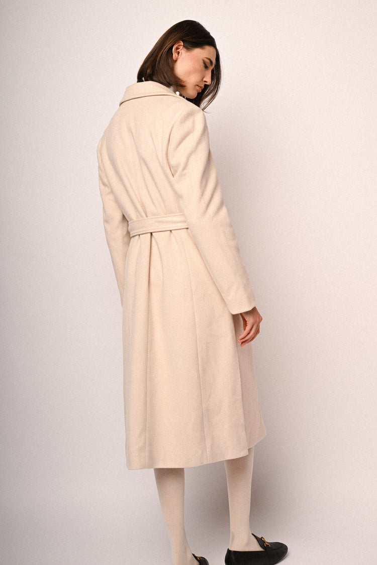 Belted double-breasted long coat