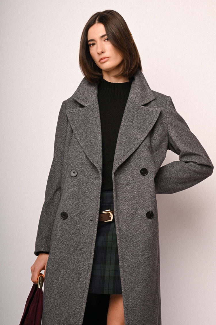 Belted double-breasted long coat