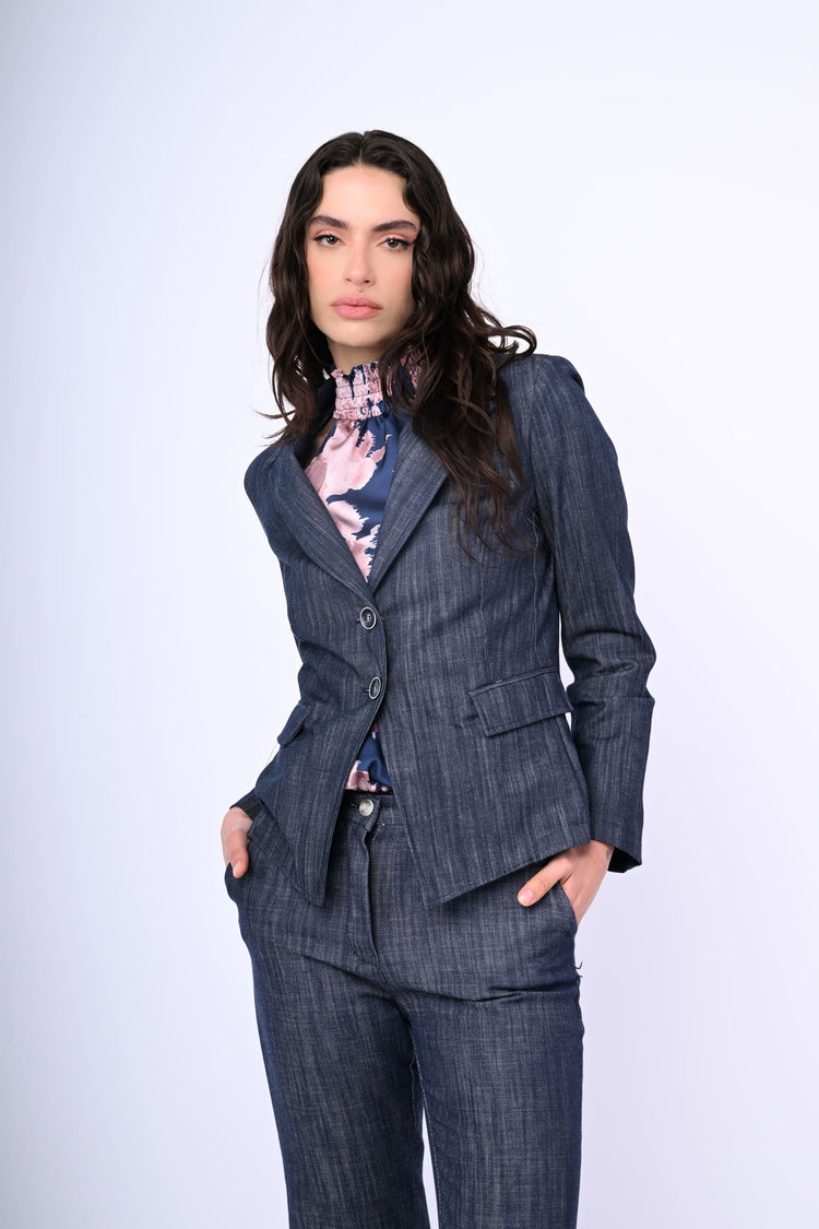 Cotton-blend single-breasted blazer