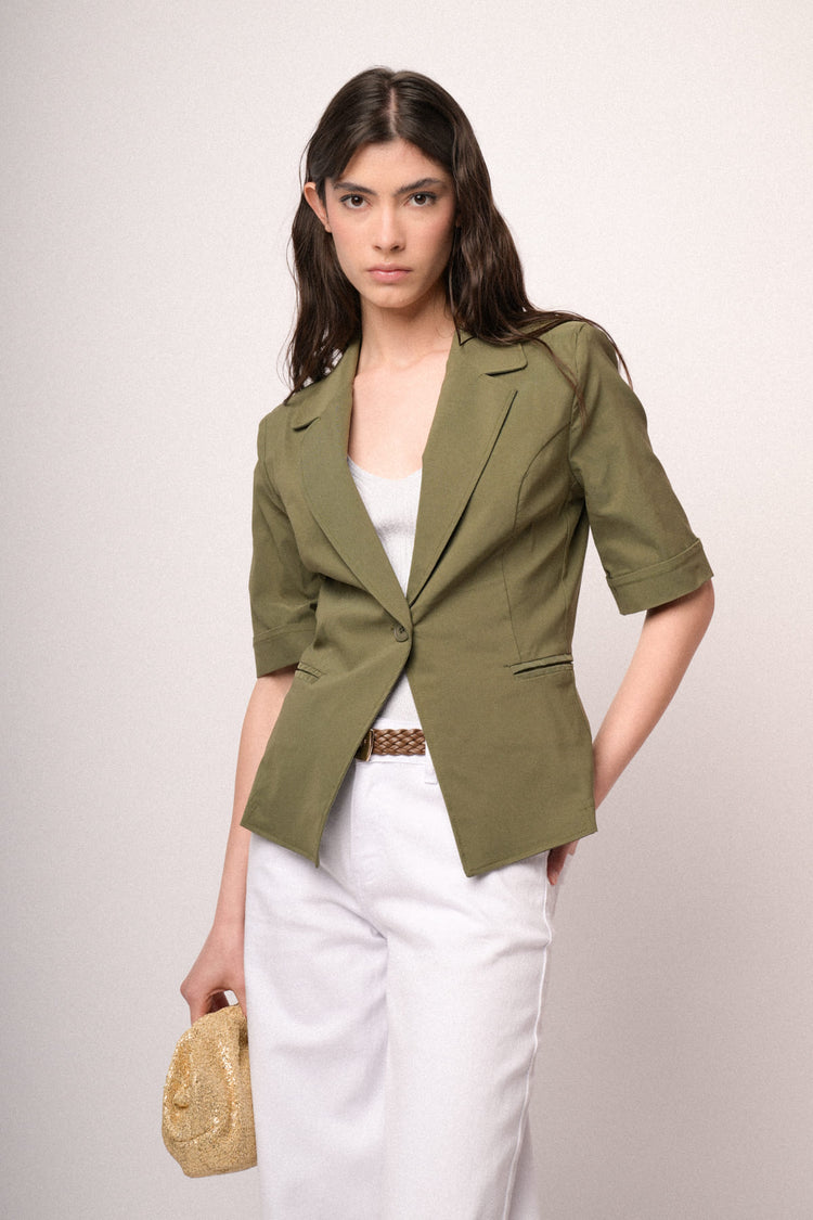 Olive green short sleeved blazer