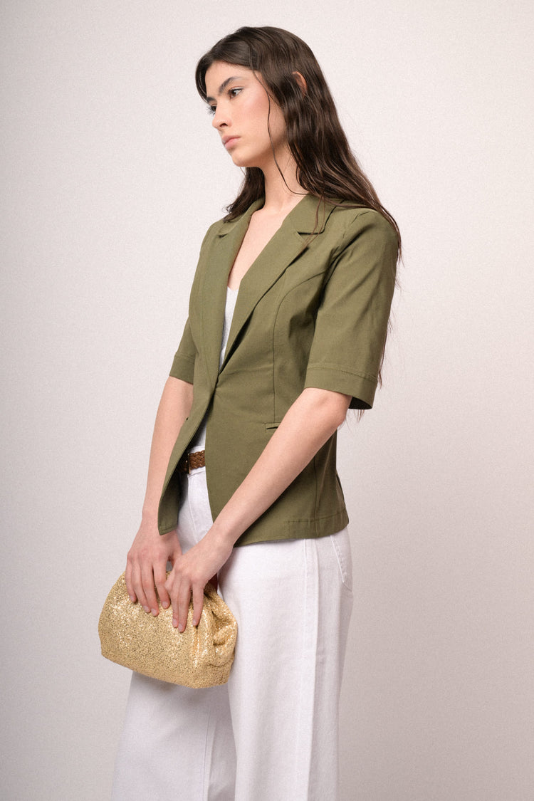Olive green short sleeved blazer