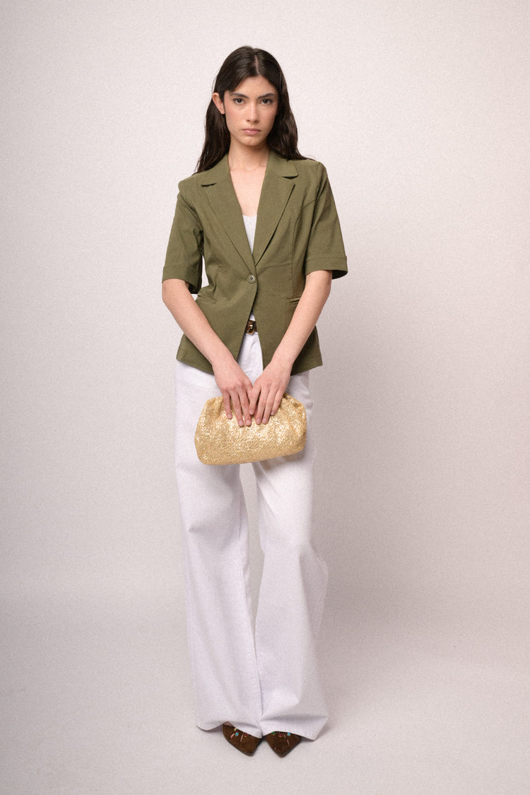 Olive green short sleeved blazer