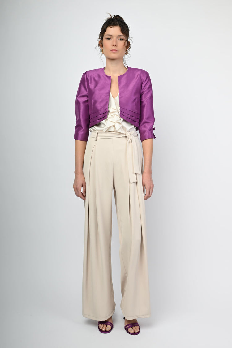Bow-detail shantung bolero