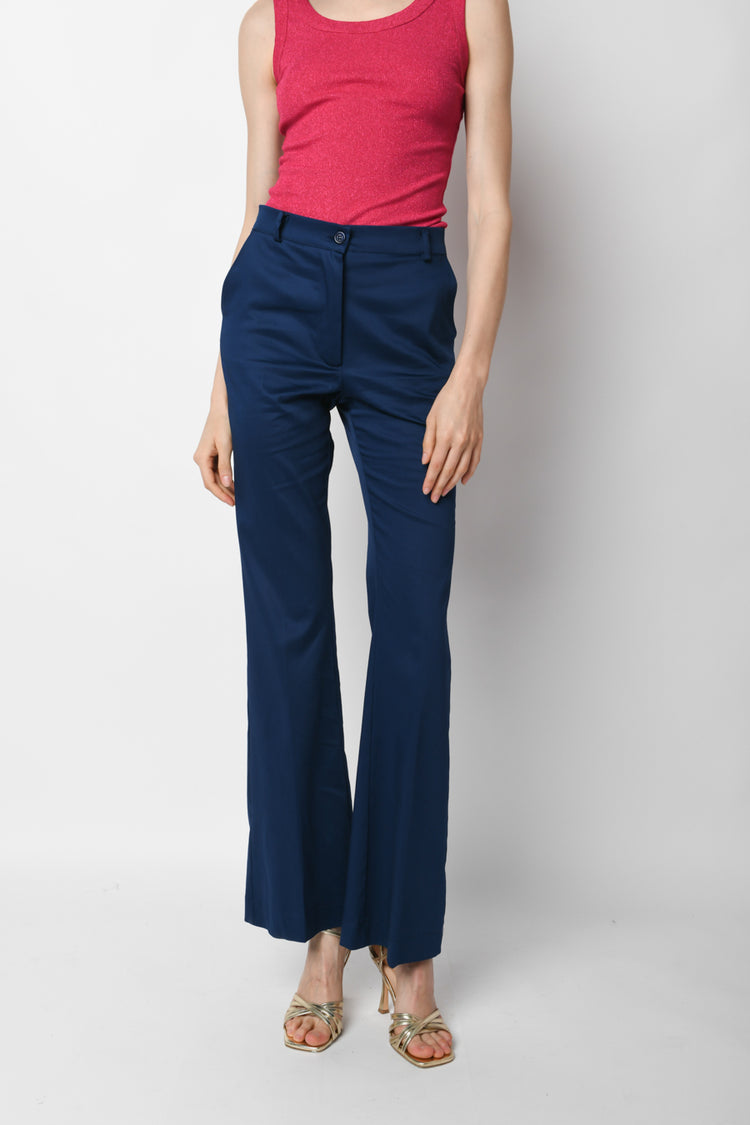 Stretch cotton flared trousers