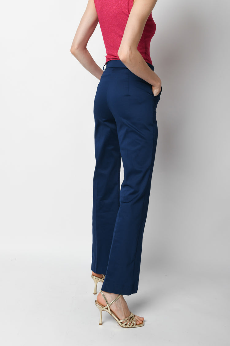 Stretch cotton flared trousers