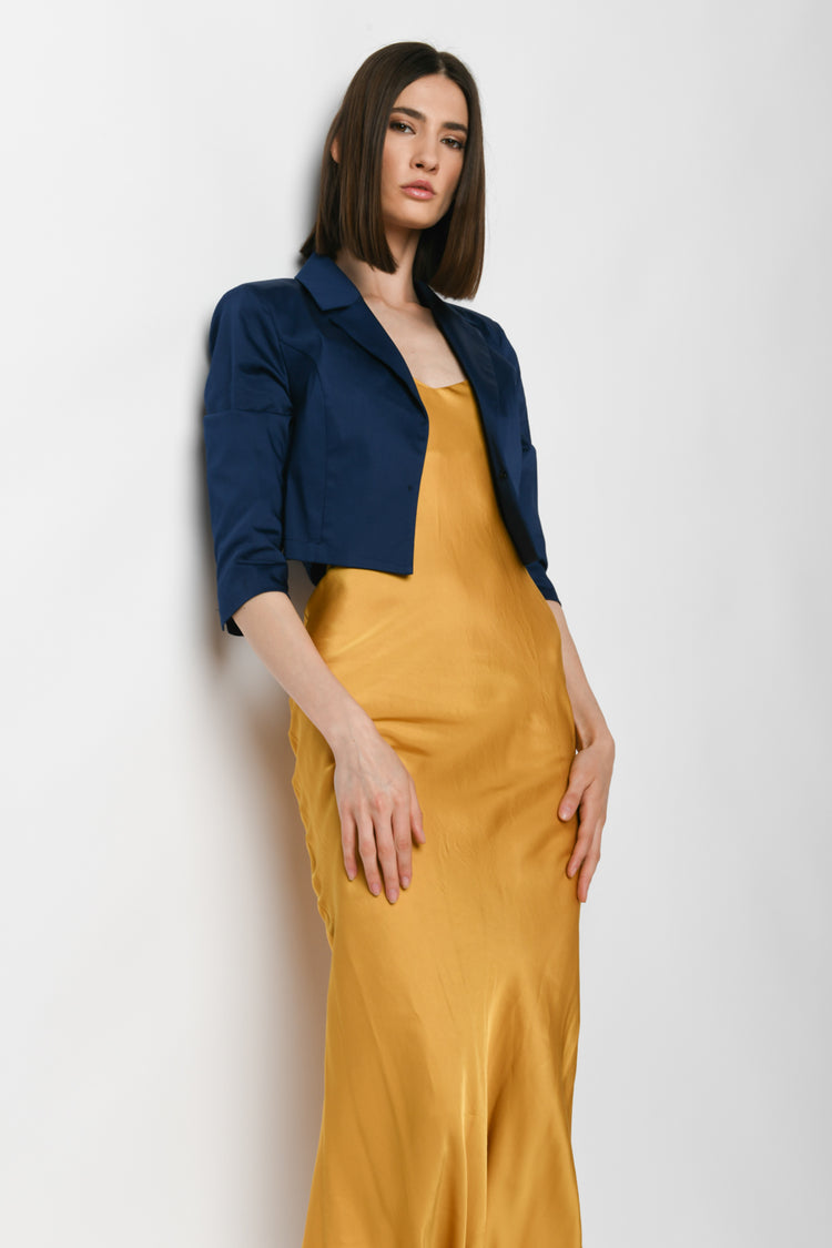 Stretch cotton cropped blazer