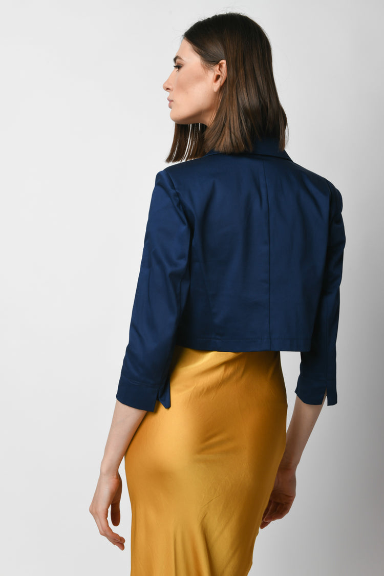 Stretch cotton cropped blazer