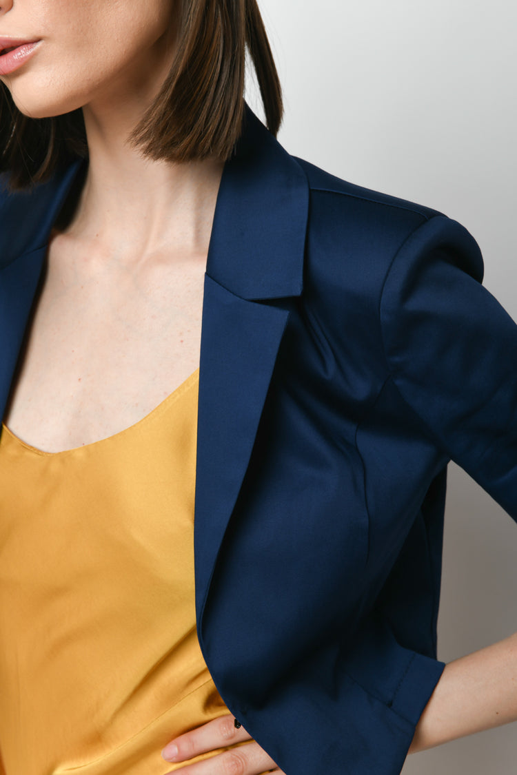 Stretch cotton cropped blazer