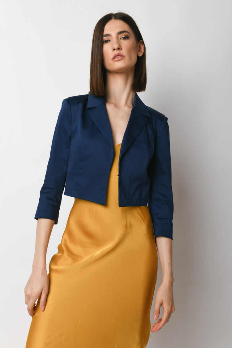 Stretch cotton cropped blazer