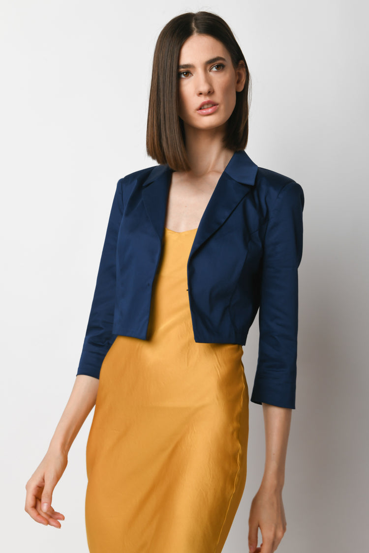 Stretch cotton cropped blazer