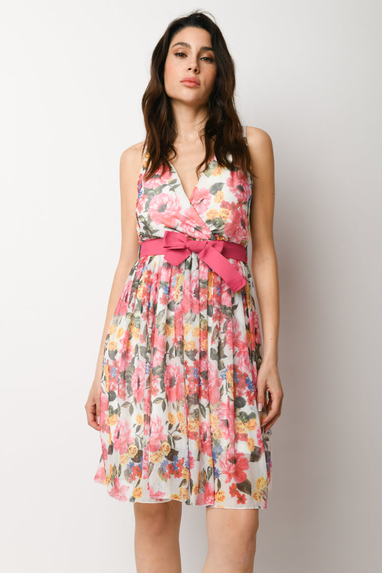 Floral print tulle dress