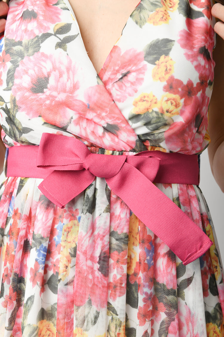 Floral print tulle dress