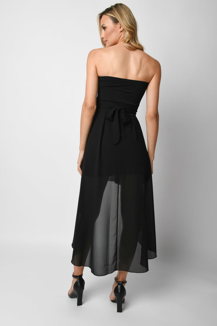 Strapless high-low dress