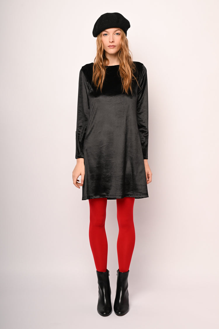 Jewel-button velvet dress