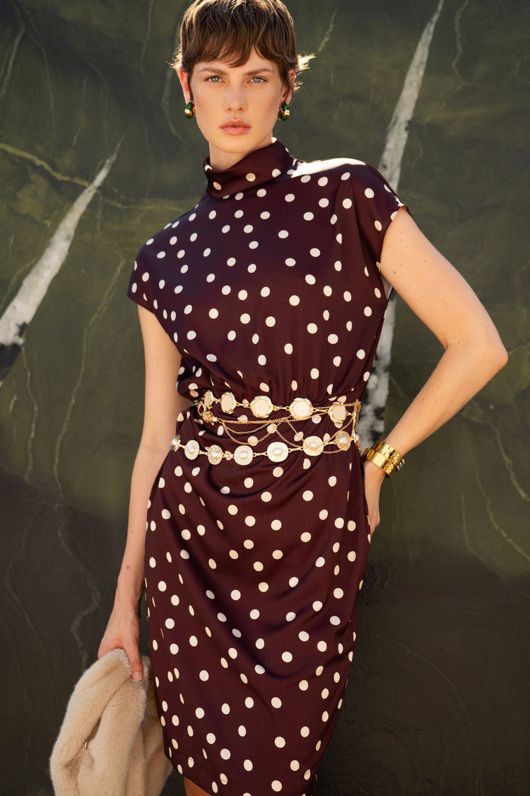 Polka dot satin dress