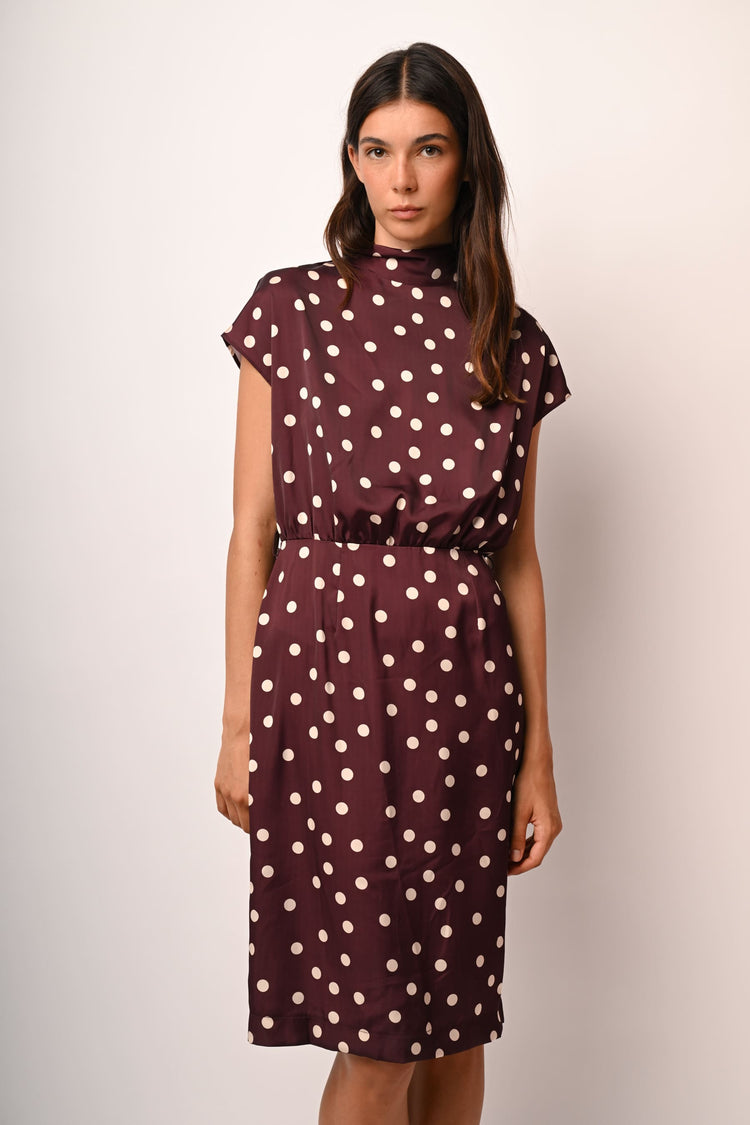 Polka dot satin dress