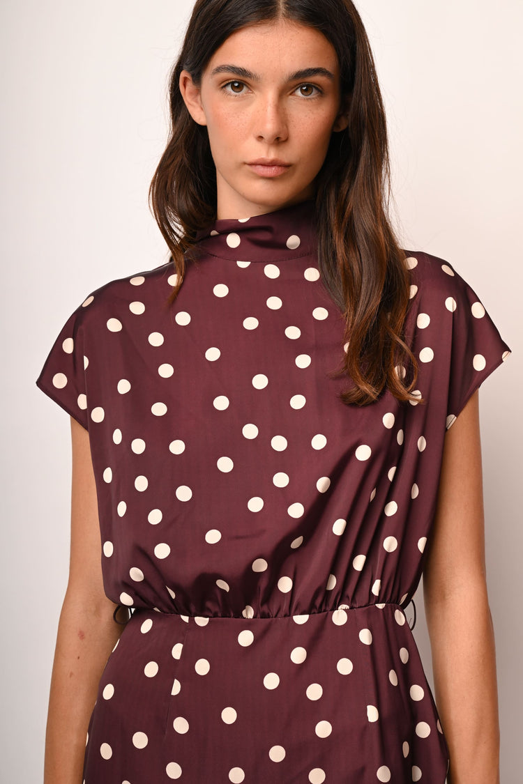 Polka dot satin dress