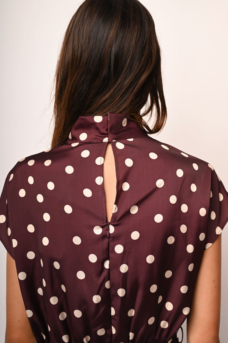Polka dot satin dress
