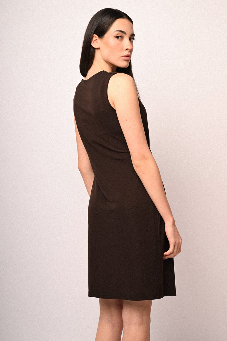 Golden-detail wrap dress