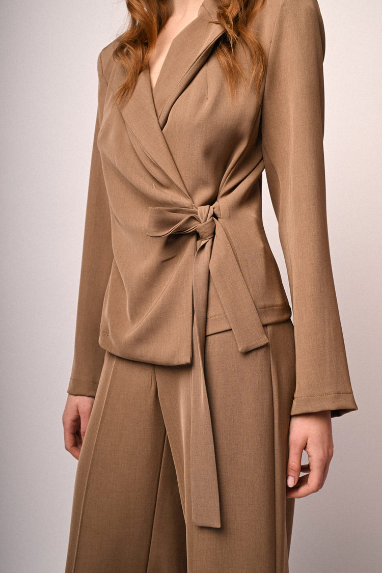 Belted wrap blazer