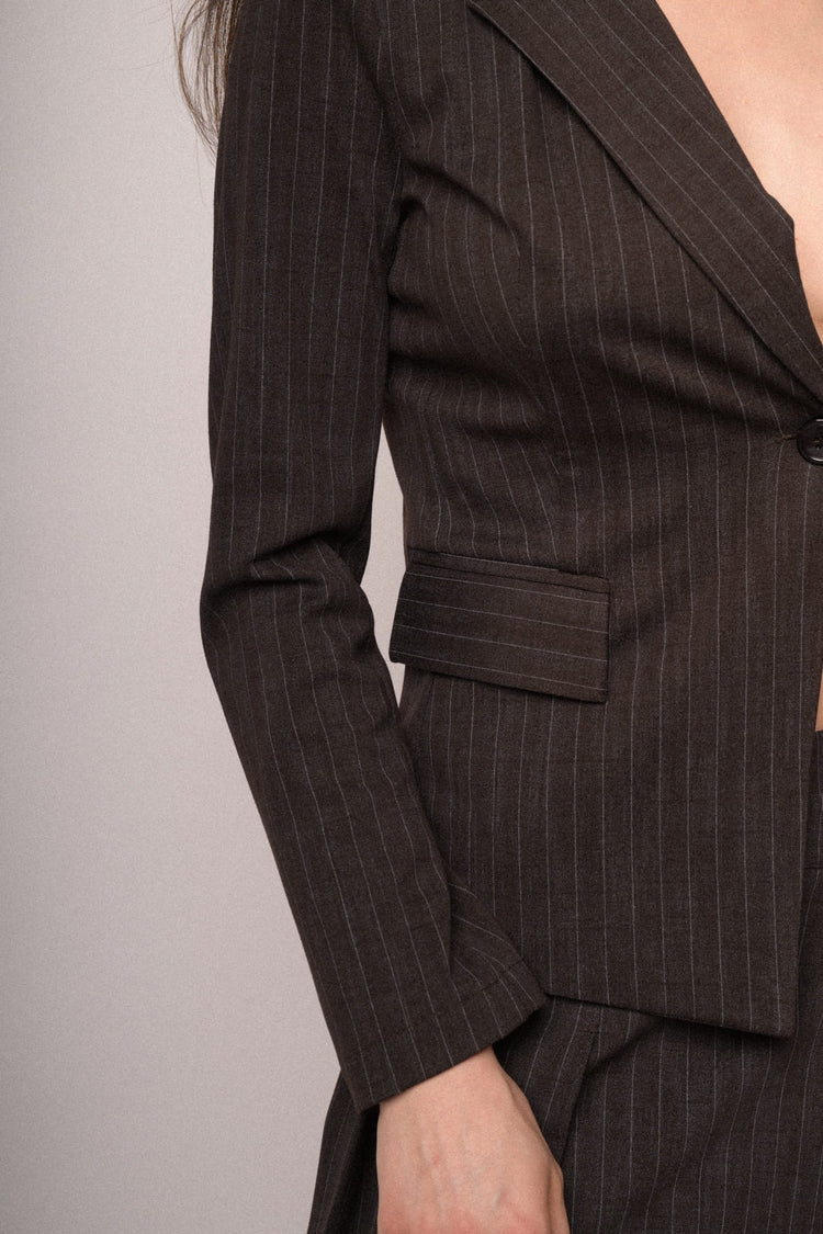 Pinstriped single-breasted blazer