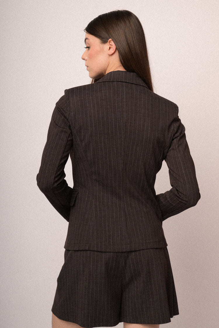 Pinstriped single-breasted blazer