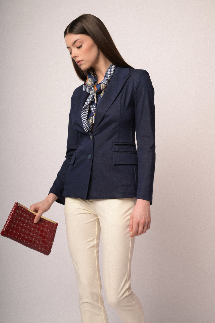 Viscose-blend single-breasted blazer