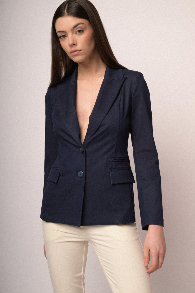 Viscose-blend single-breasted blazer