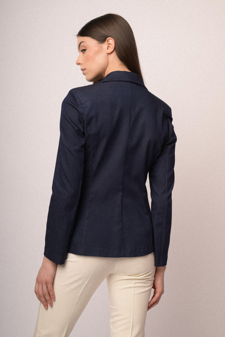 Viscose-blend single-breasted blazer