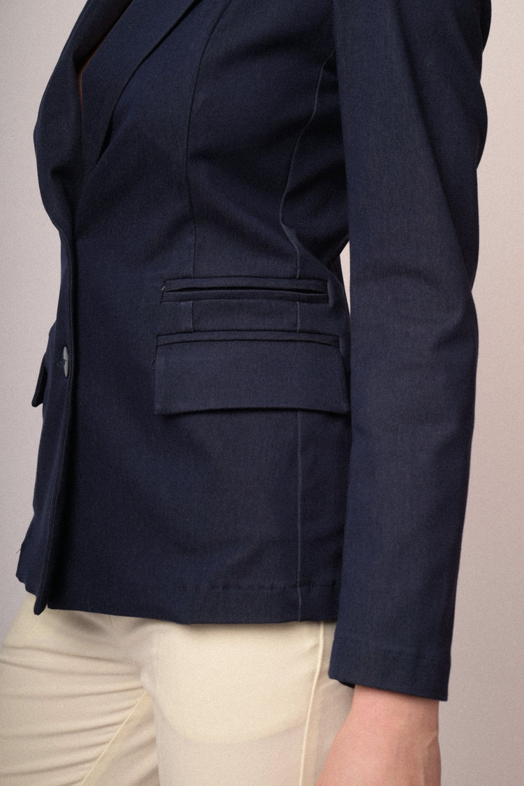 Viscose-blend single-breasted blazer