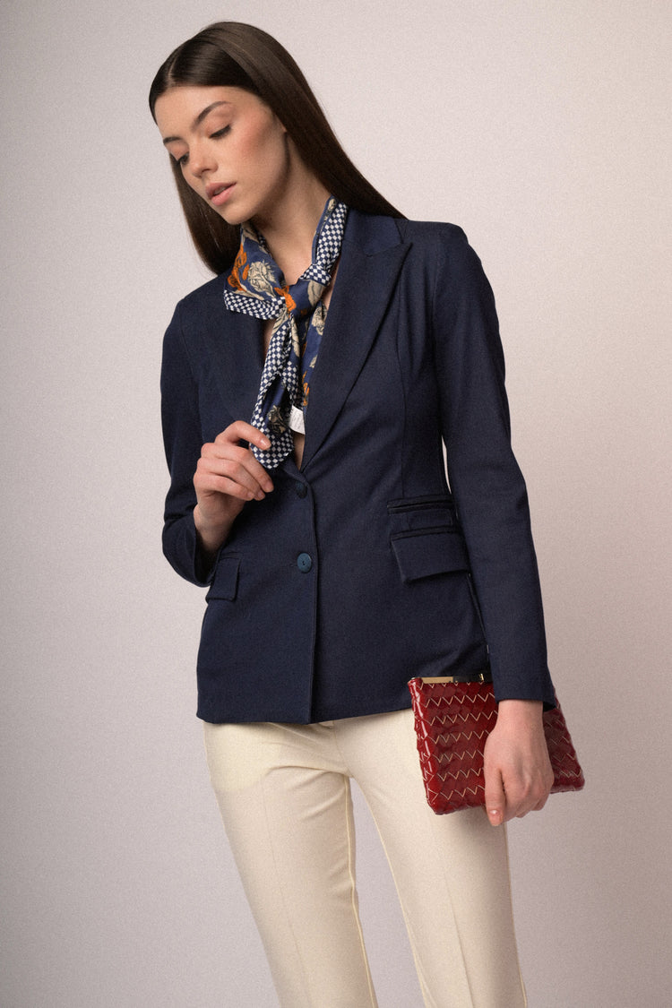 Viscose-blend single-breasted blazer