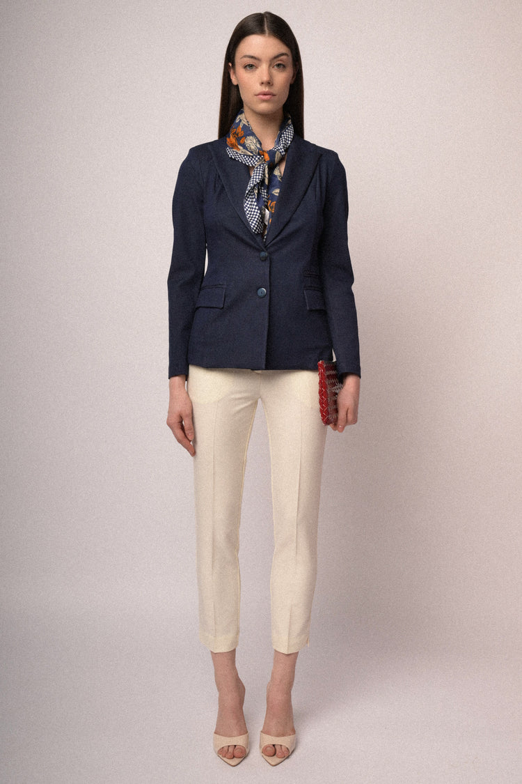 Viscose-blend single-breasted blazer