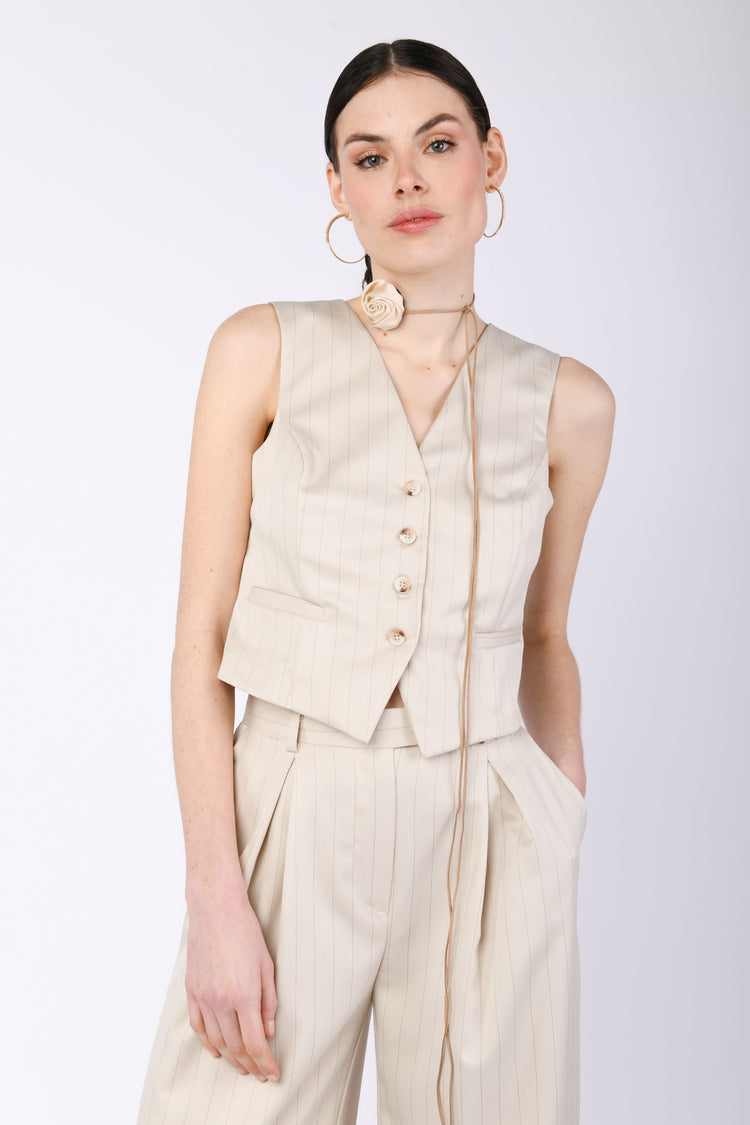 Pinstriped fabric waistcoat